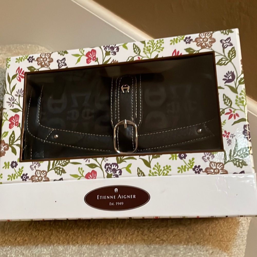 Clutch. Etienne Aigner Black. New in Box with tag